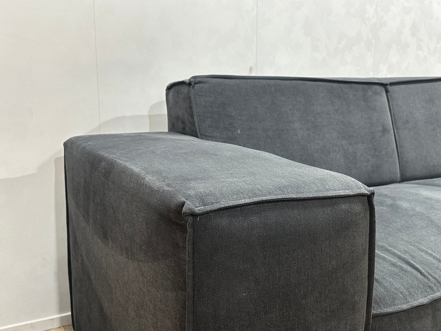 Antraciet Suède Stoffen Hoekbank ~ Vaste Kussens