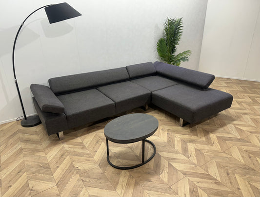 Montèl Grijze Design Hoekbank ~ Verstelbare Arm/Hoofdsteunen