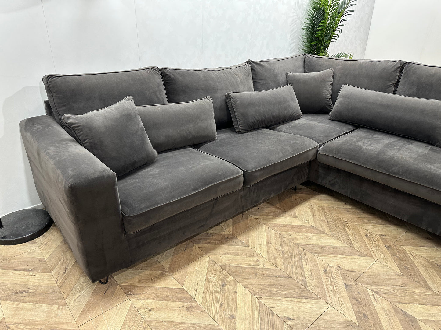 Antraciet Velvet Hoekbank ~ Nieuwstaat