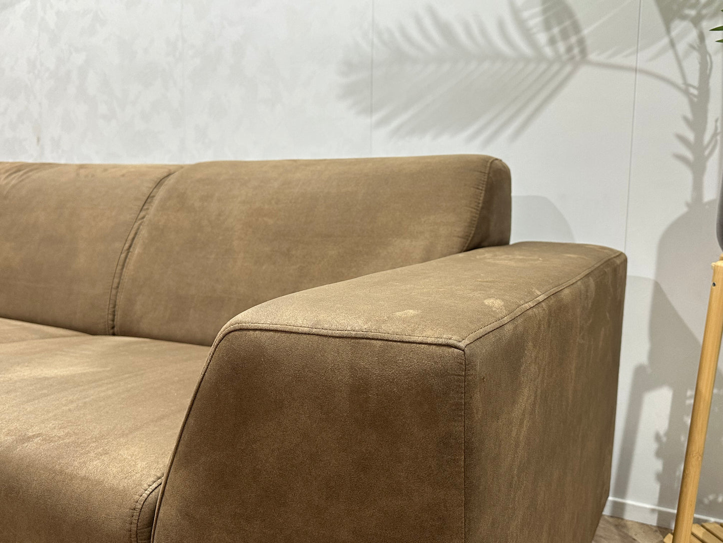 Bruine Suède Stoffen Hoekbank ~ Vaste Kussens