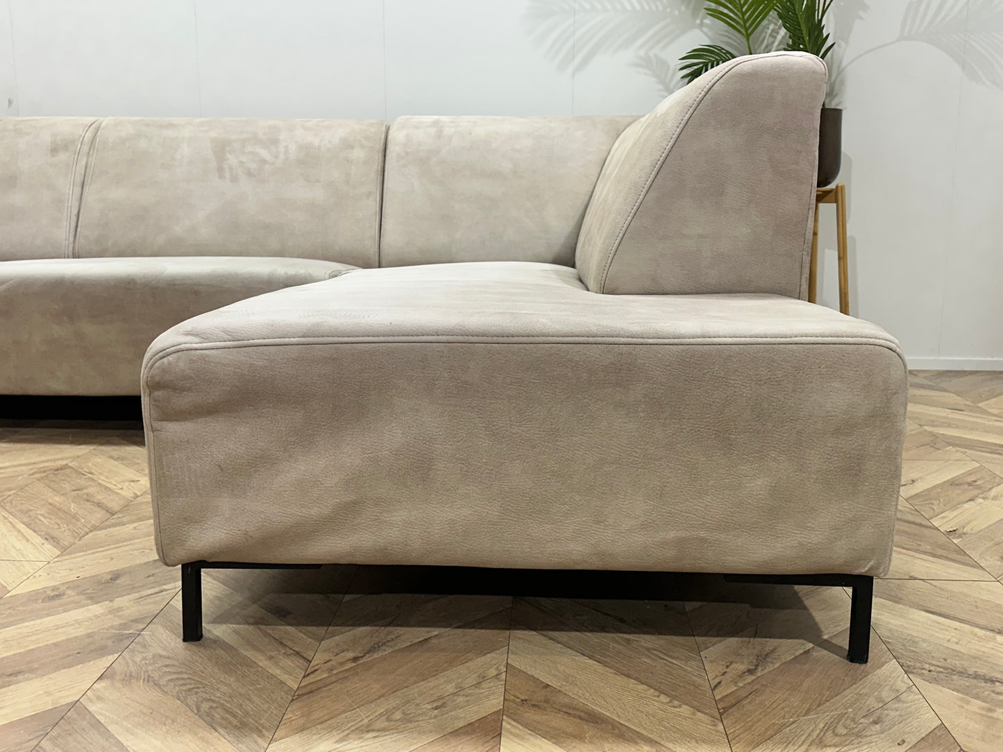 Crème Suède Stoffen Hoekbank ~ Inruilvoordeel