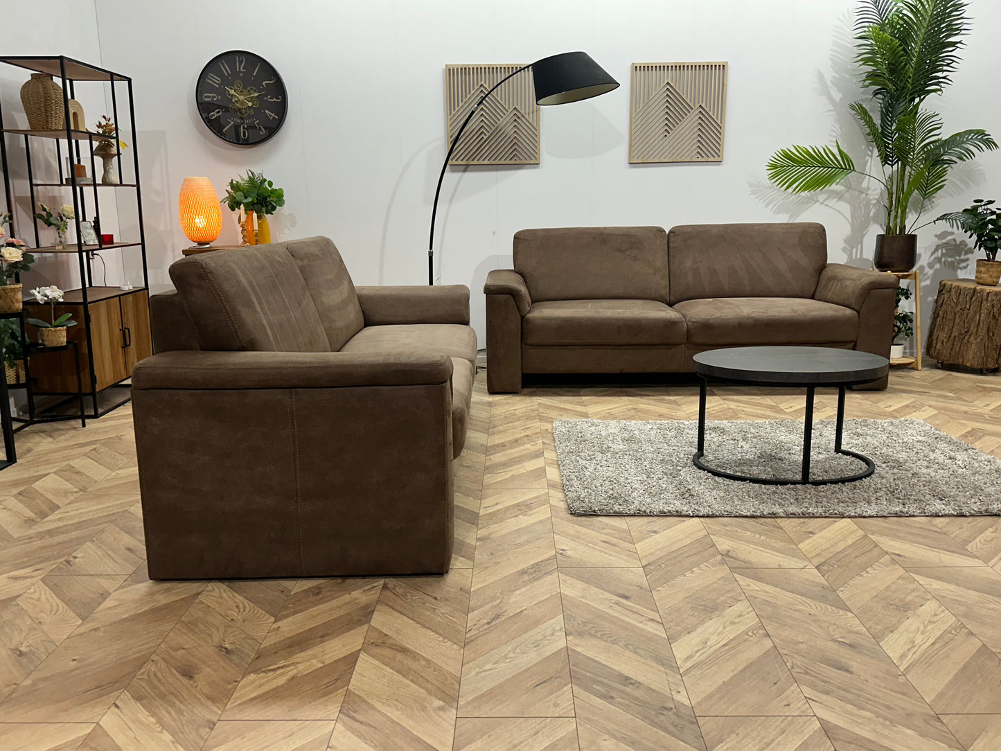 Bruine Suède Lederen Banken Set ~ Vaste Kussens