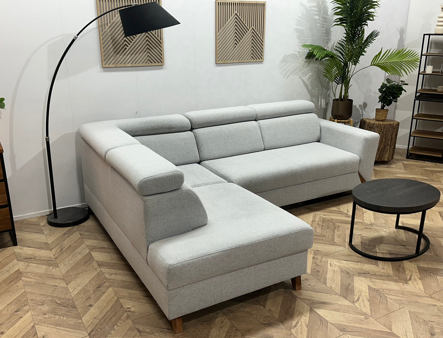 Licht Grijze Hoekbank ~ Verstelbare Hoofdsteunen