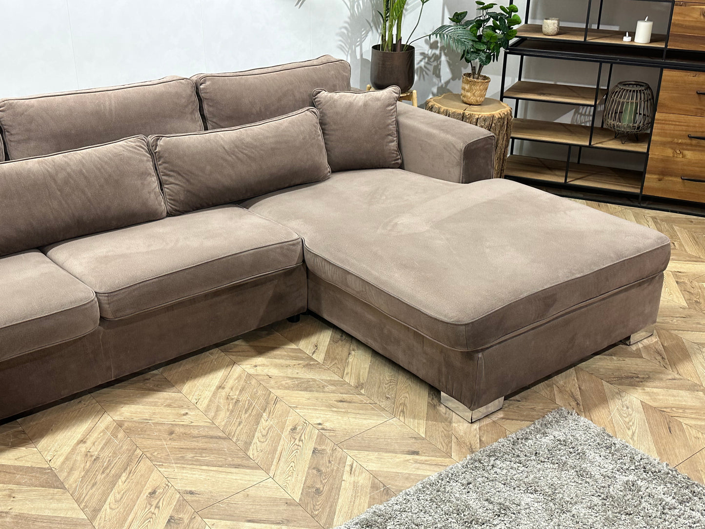 Bruine Velvet U Bank ~ Losse Kussens Met Afneembare Hoezen