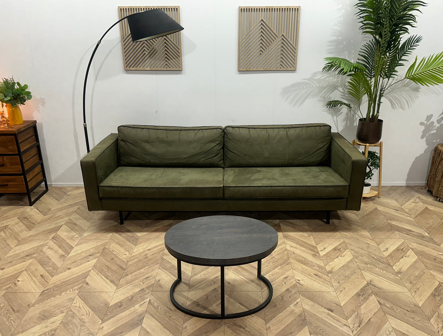 Woood Groene Suède Stoffen 2.5-Zits Bank ~ Losse Kussens Met Afneembare Hoezen