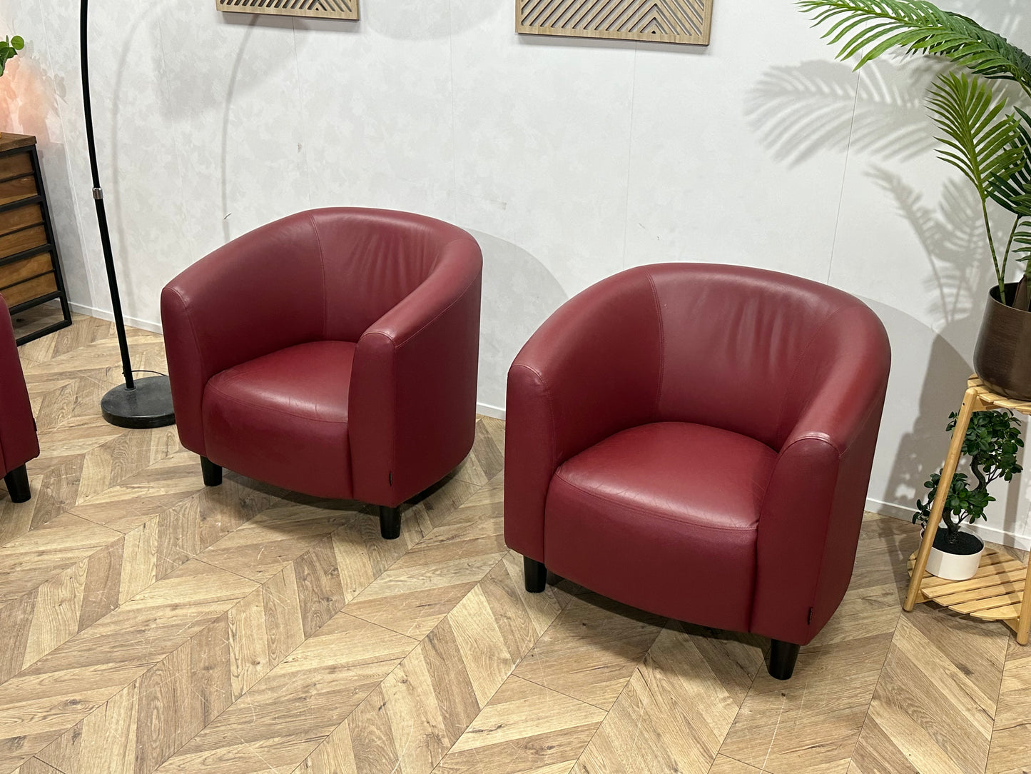 Rode Echt Lederen Stoelen Set