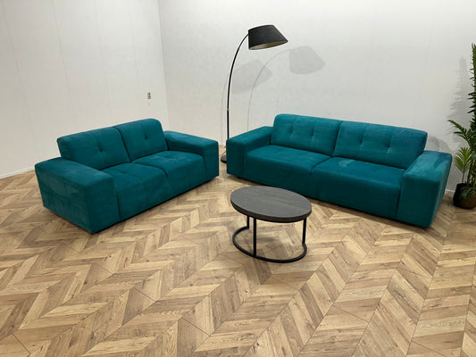 Montèl Blauwe Suède Stoffen Banken Set ~ Nieuwstaat