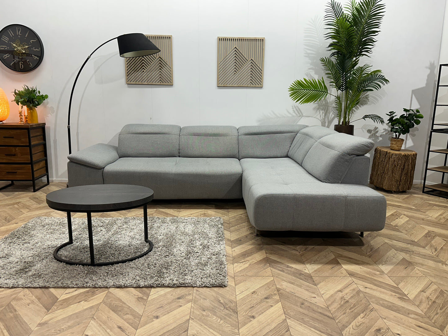 Licht Grijze Hoekbank ~ Verstelbare Hoofdsteunen