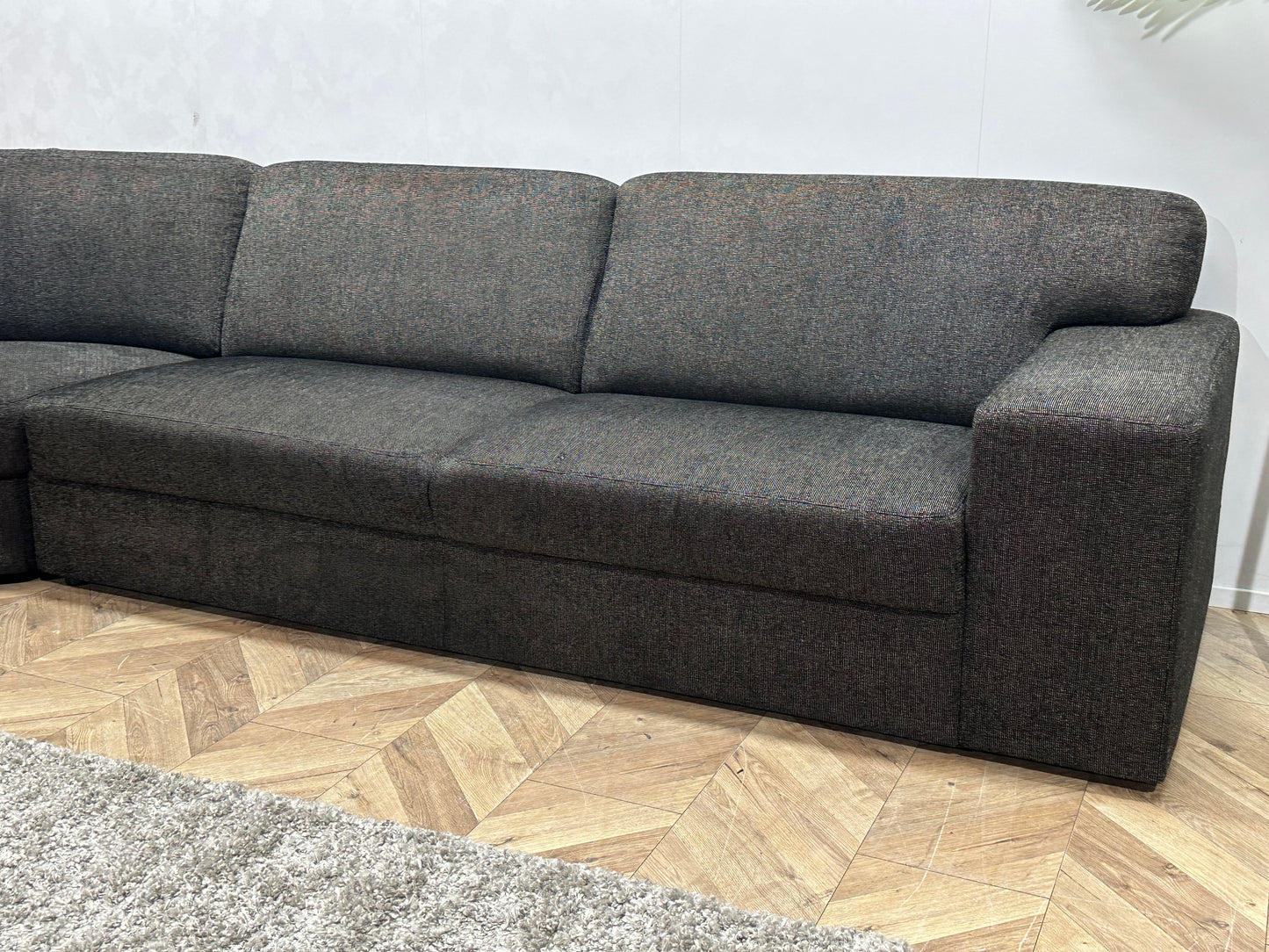 Antraciet Hoekbank ~ Vaste Kussens
