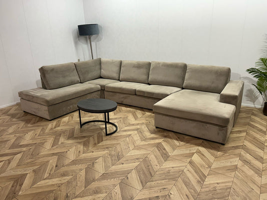 Beige Velvet U Bank ~ Losse Kussens Met Afneembare Hoezen