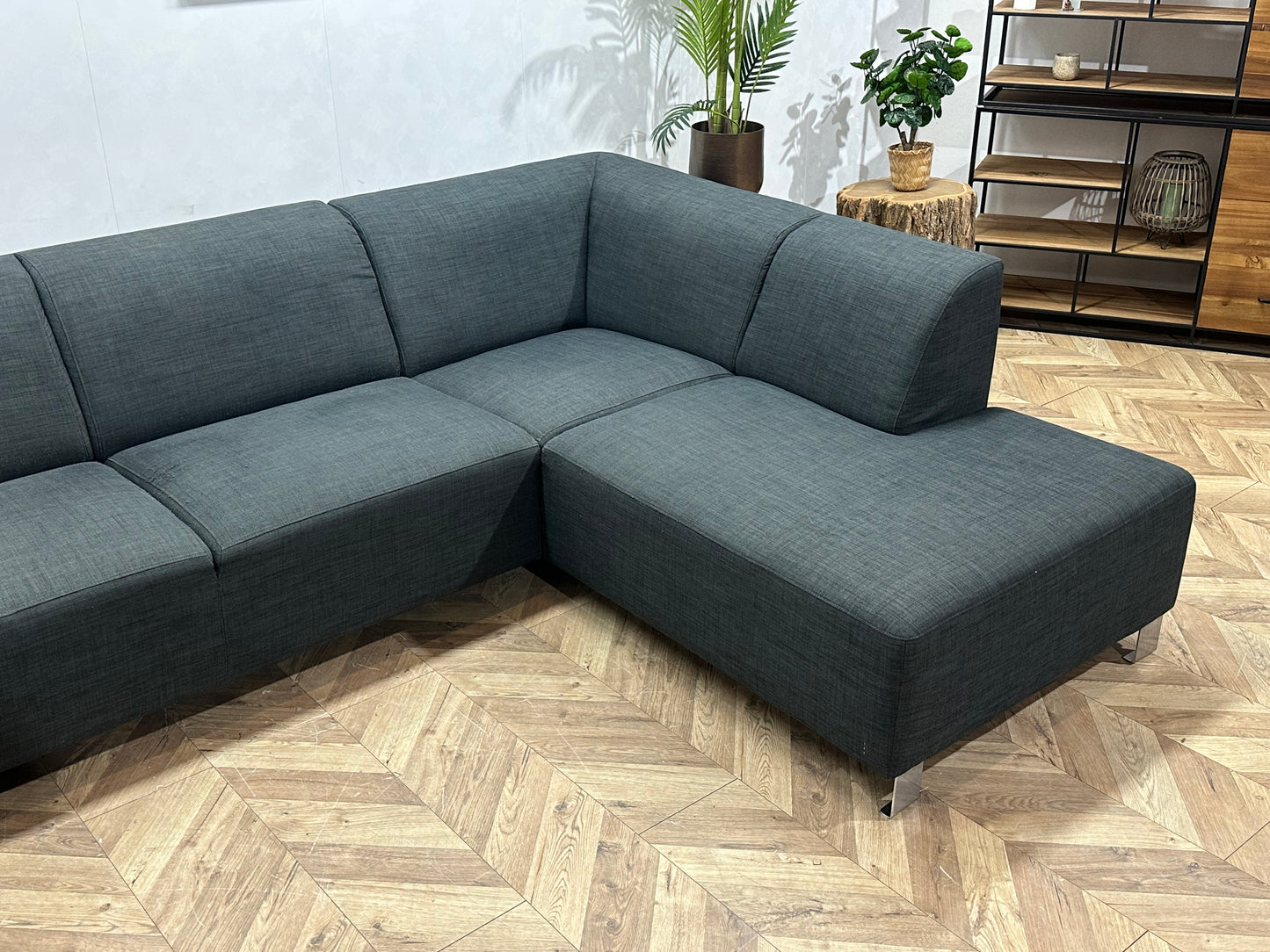 Antraciet Hoekbank ~ Vaste Kussens