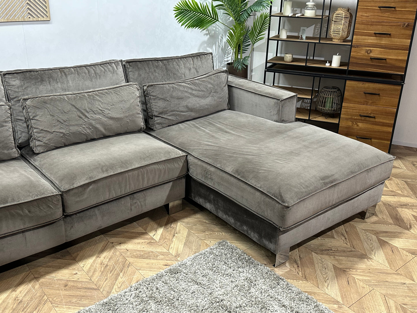 Antraciet Velvet U Bank ~ Losse Kussens Met Afneembare Hoezen