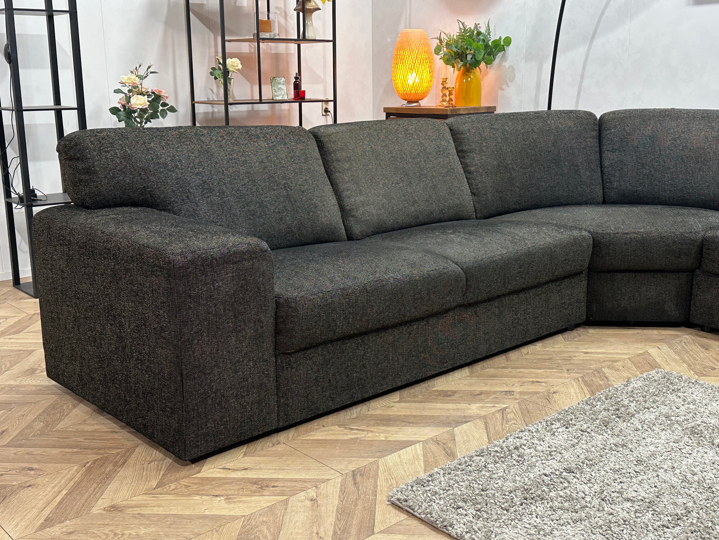 Antraciet Hoekbank ~ Vaste Kussens