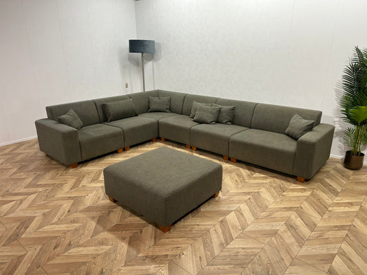 Taupe Hoekbank ~ Incl Hocker