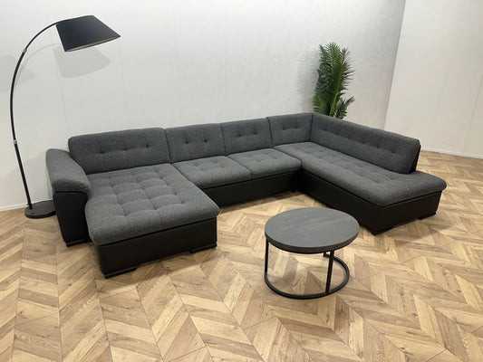 !Showroommodel! Grijze/Zwarte Stoffen/Lederen U Bank