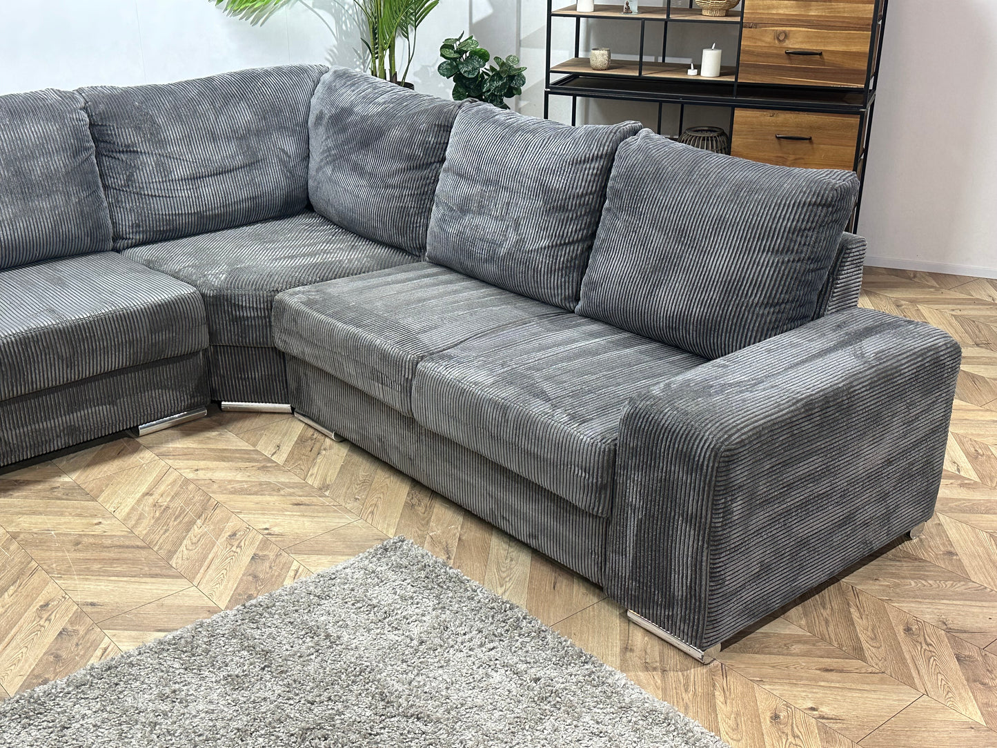 Antraciet Ribstof U Bank ~ Losse Rugkussens Met Afneembare Hoezen