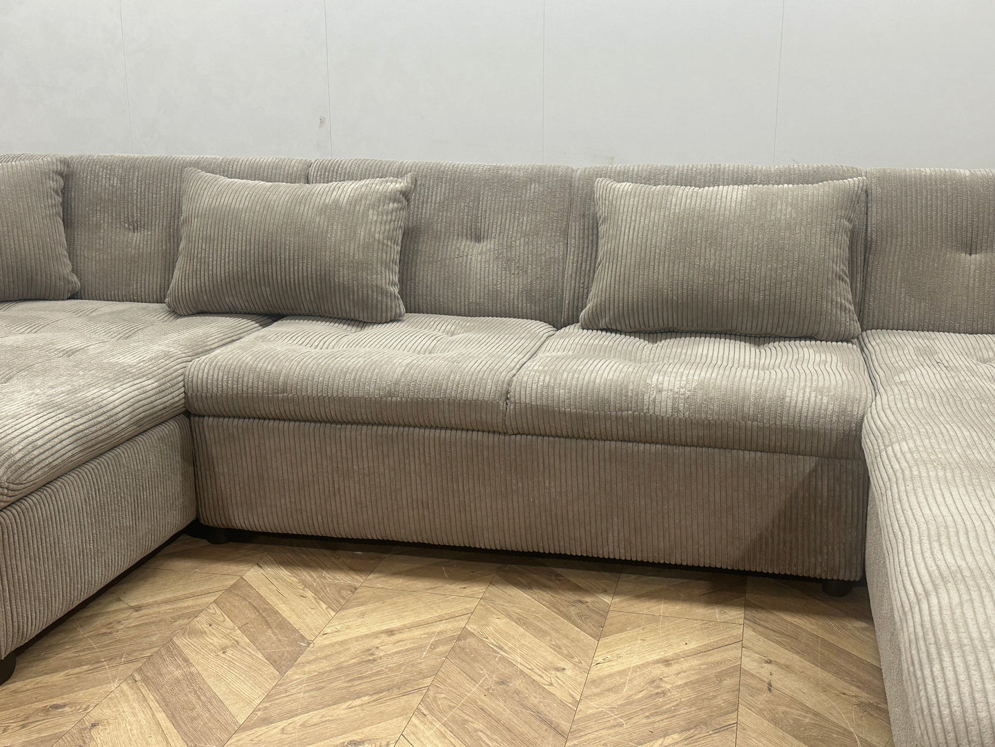 !Showroommodel! Beige Ribstof U Bank