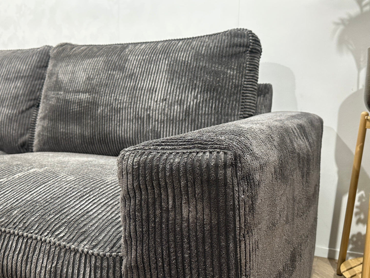 Antraciet Ribstof Hoekbank ~ Losse Kussens Met Afneembare Hoezen