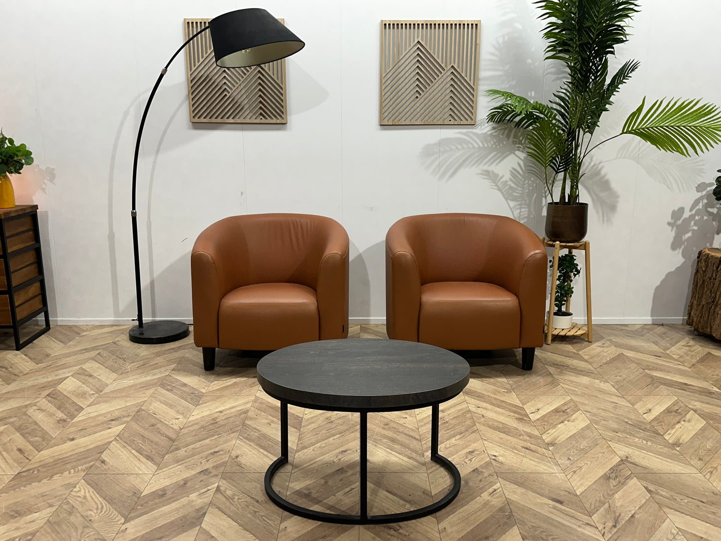 Licht Bruine Echt Lederen Stoelen Set