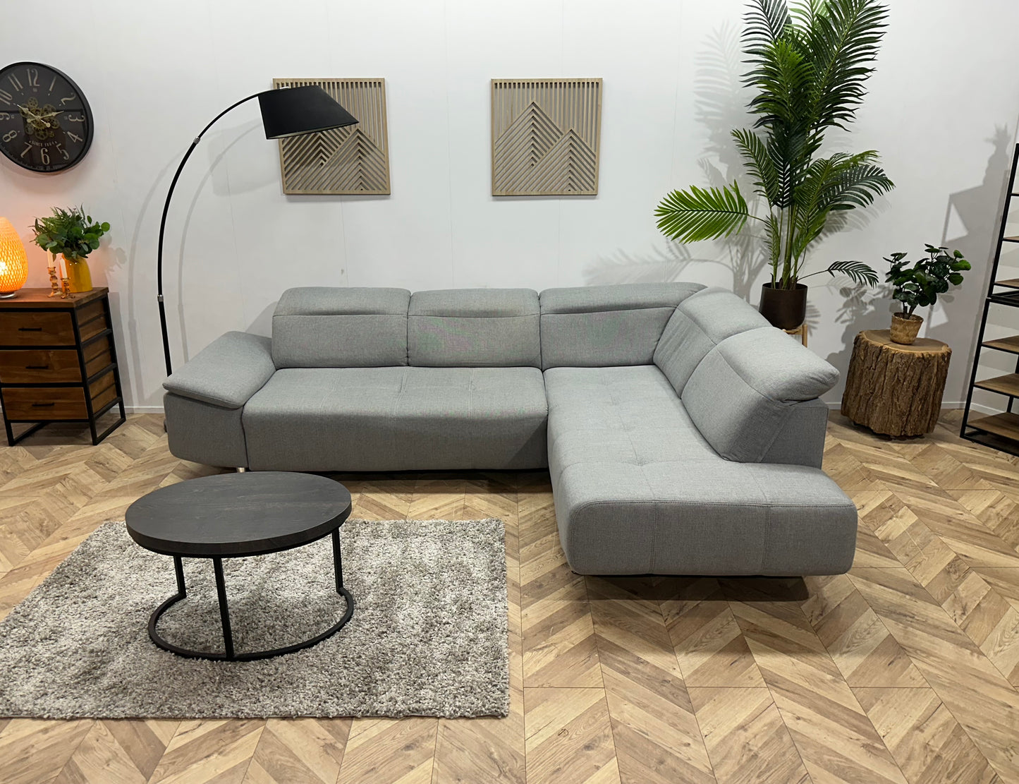 Licht Grijze Hoekbank ~ Verstelbare Hoofdsteunen