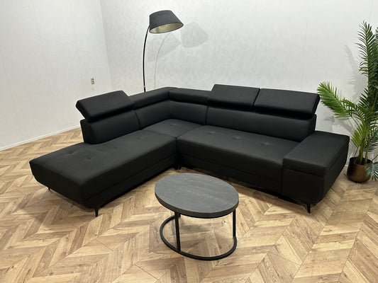 !Showroommodel! Zwart Hoekbank ~ Verstelbare Hoofdsteunen