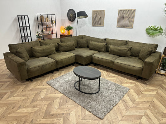 Leger Groene Ruime Design Hoekbank ~ Losse Kussens Met Afneembare Hoezen