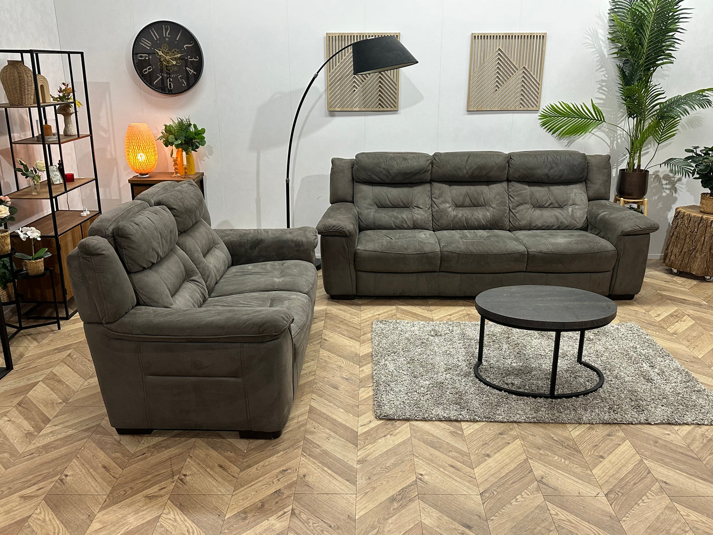 Antraciet Velvet Banken Set ~ Vaste Kussens