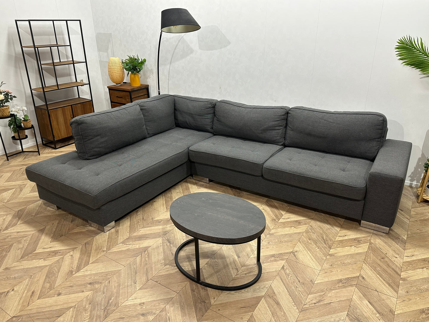 Goossens Grijze Hoekbank ~ Losse Kussens Met Afneembare Hoezen