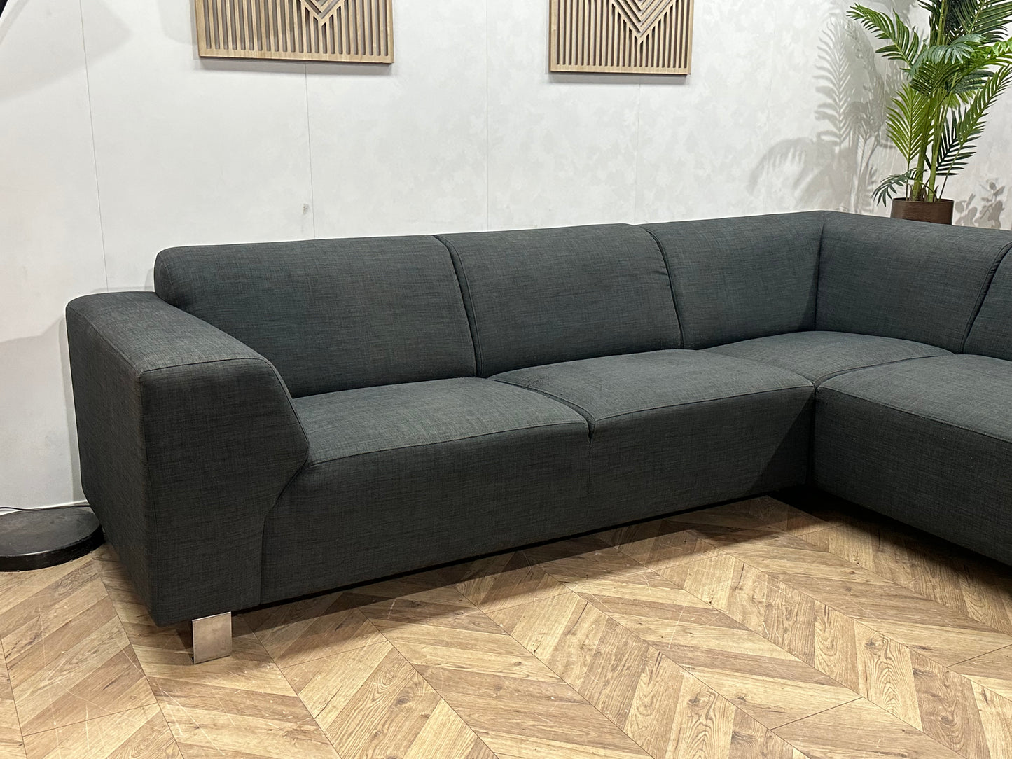 Antraciet Hoekbank ~ Vaste Kussens