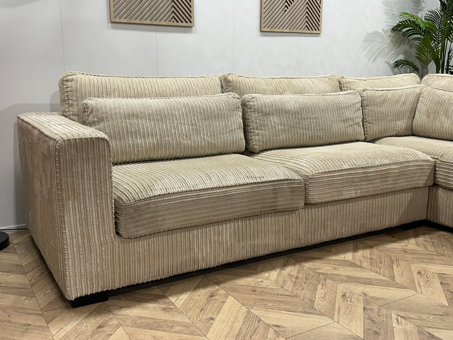 Crème Ribstof Hoekbank ~ Nieuwstaat