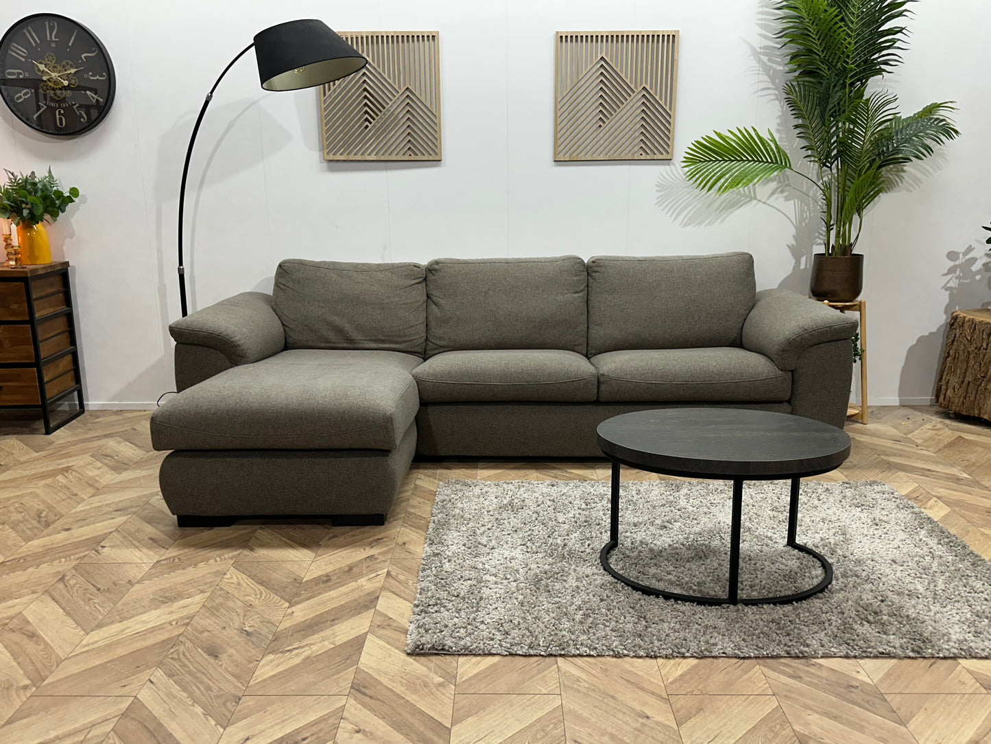 Grijze Hoekbank ~ Vaste Kussens