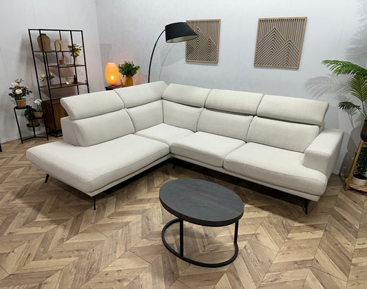 Goossens Crème Hoekbank ~ Verstelbare Hoofdsteunen