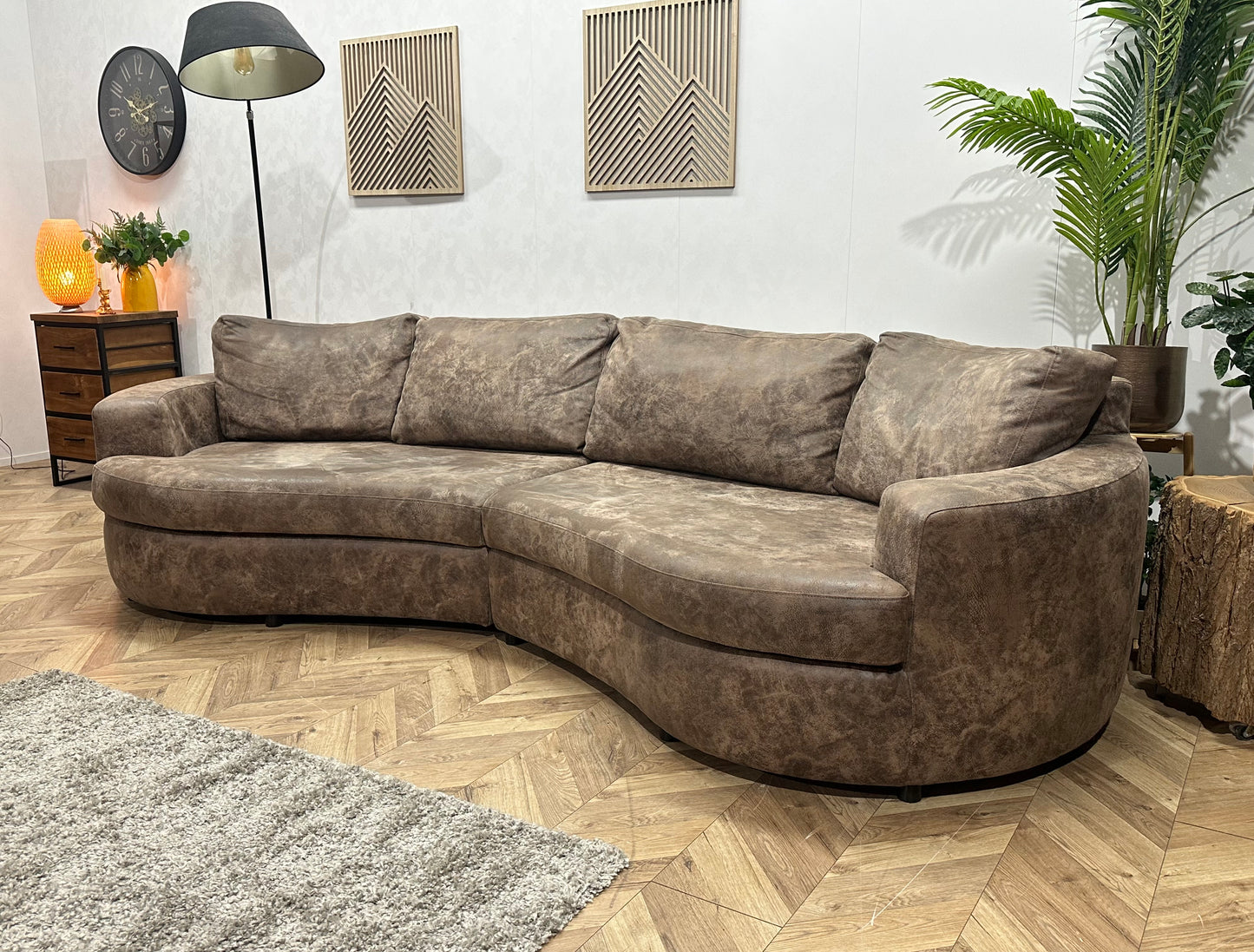 Bruine Suède Stoffen Design Banken Set ~ Losse Kussens Met Afneembare Hoezen