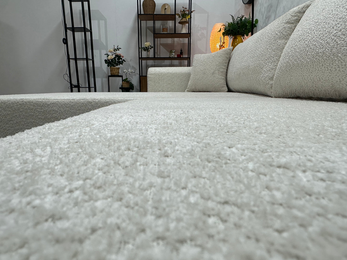 !Showroommodel! Witte/Crème Bouclé Hoekbank