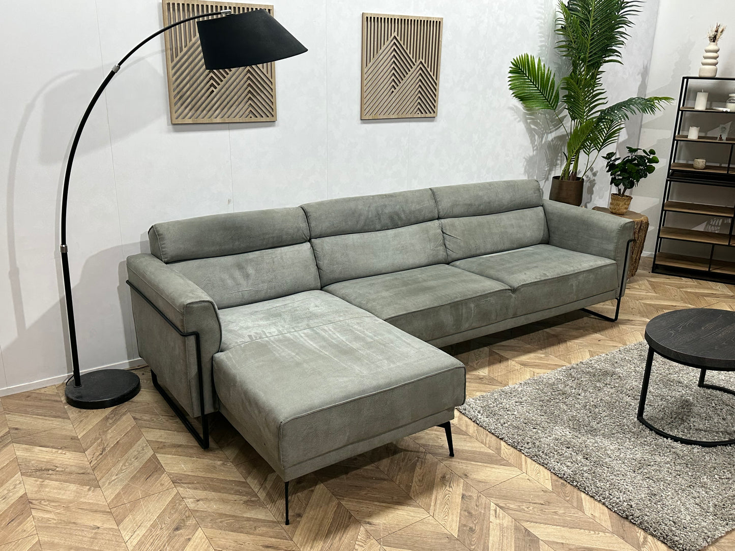 Xooon Grijze Suede Stoffen Hoekbank ~ Nieuwstaat