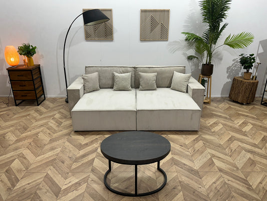 !Showroommodel! Witte Ribstof Lounge Bank