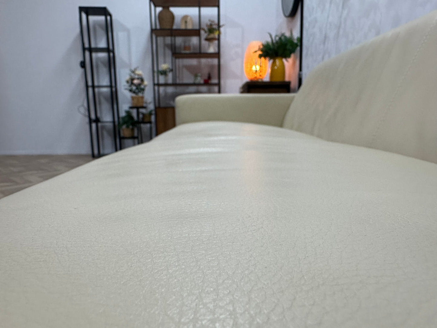 L’Ancoza Crème Echt Lederen 2.5-Zits Bank ~ Vaste Kussens