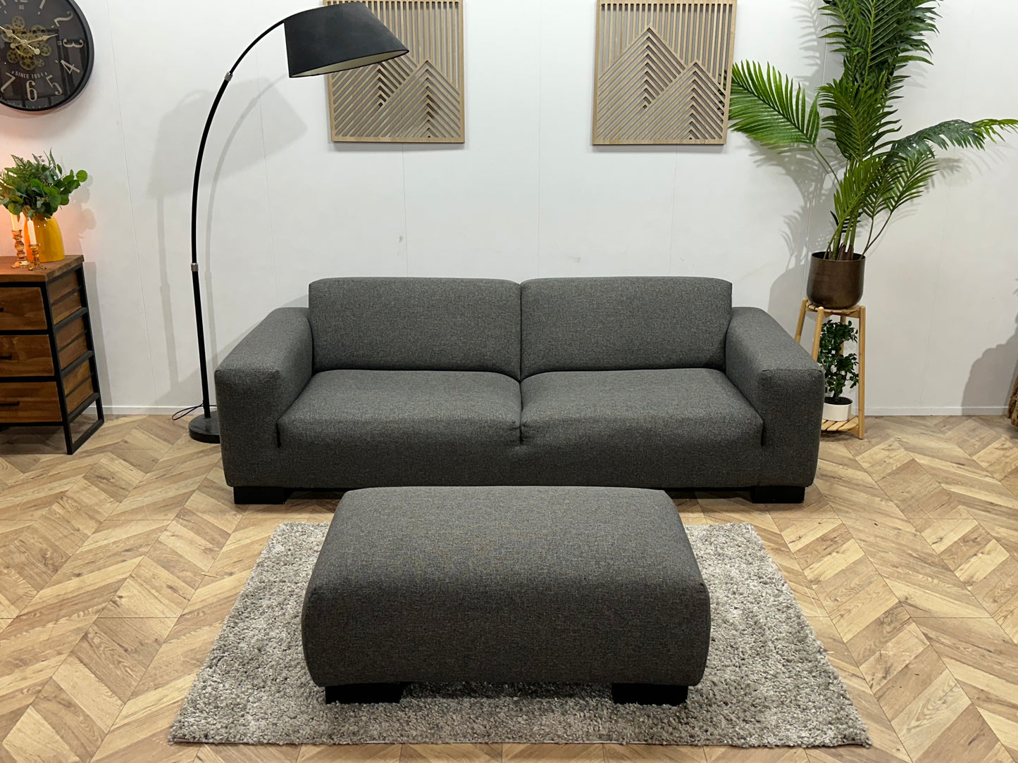 Antraciet 2.5-Zits Bank Inc Hocker ~ Vaste Kussens