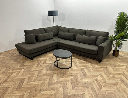 Antraciet Velvet Hoekbank ~ Losse Kussens Met Afneembare Hoezen