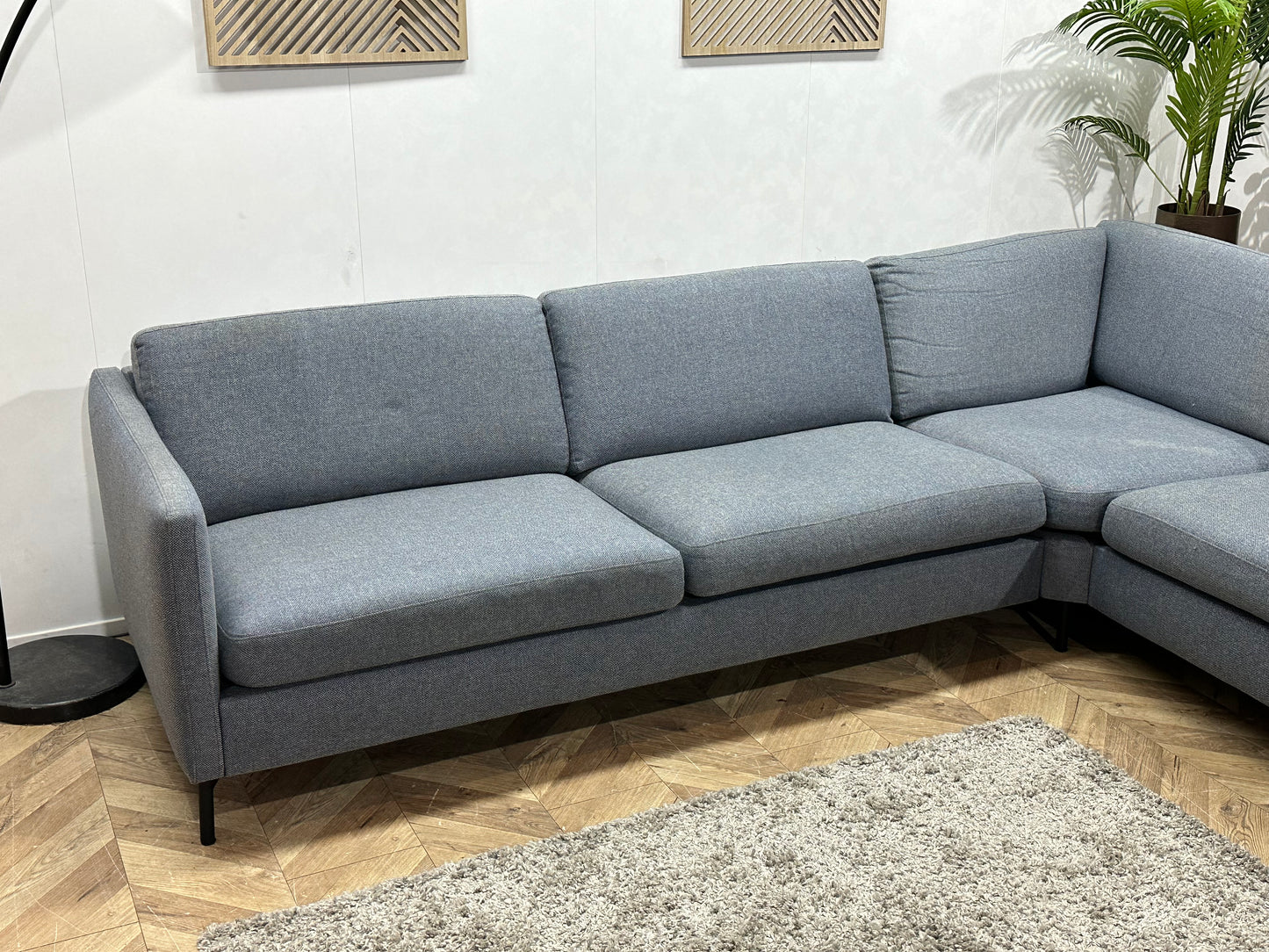 Blauwe/Grijze Hoekbank ~ Losse Kussens Met Afneembare Hoezen