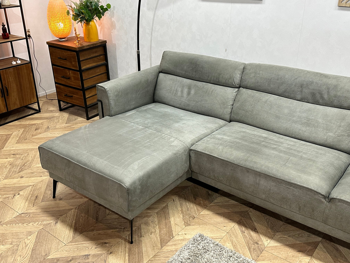 Xooon Grijze Suede Stoffen Hoekbank ~ Nieuwstaat