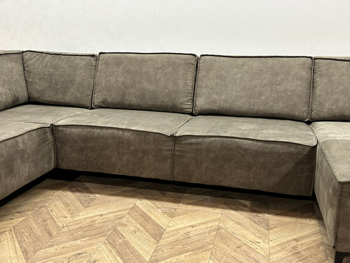 Antraciet Suède Stoffen U Bank ~ Losse Rugkussens Met Afneembare Hoezen