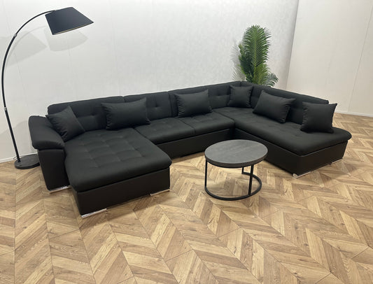 !Showroommodel! Antraciet/Zwarte Stoffen/Lederen U Bank