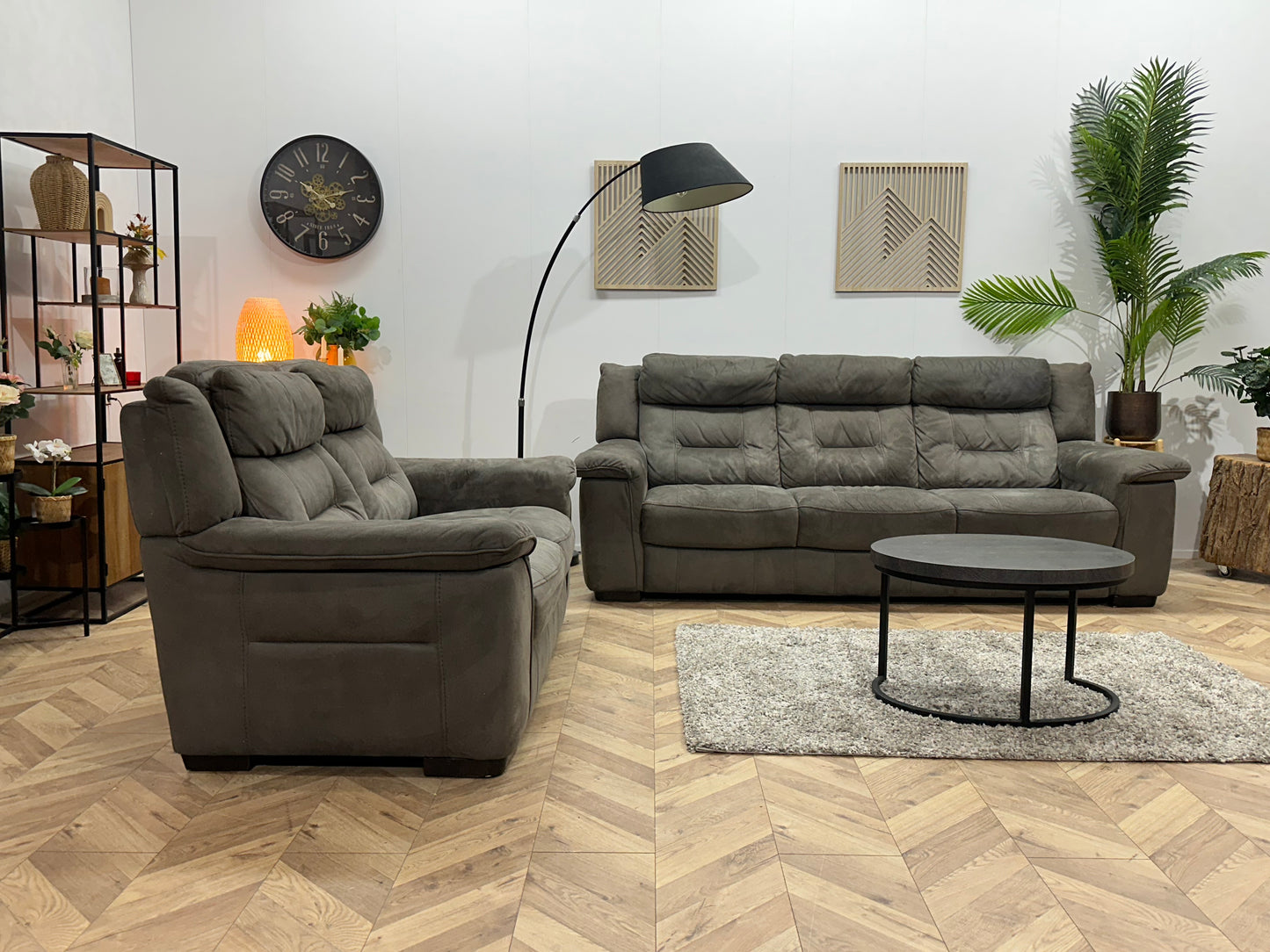 Antraciet Velvet Banken Set ~ Vaste Kussens