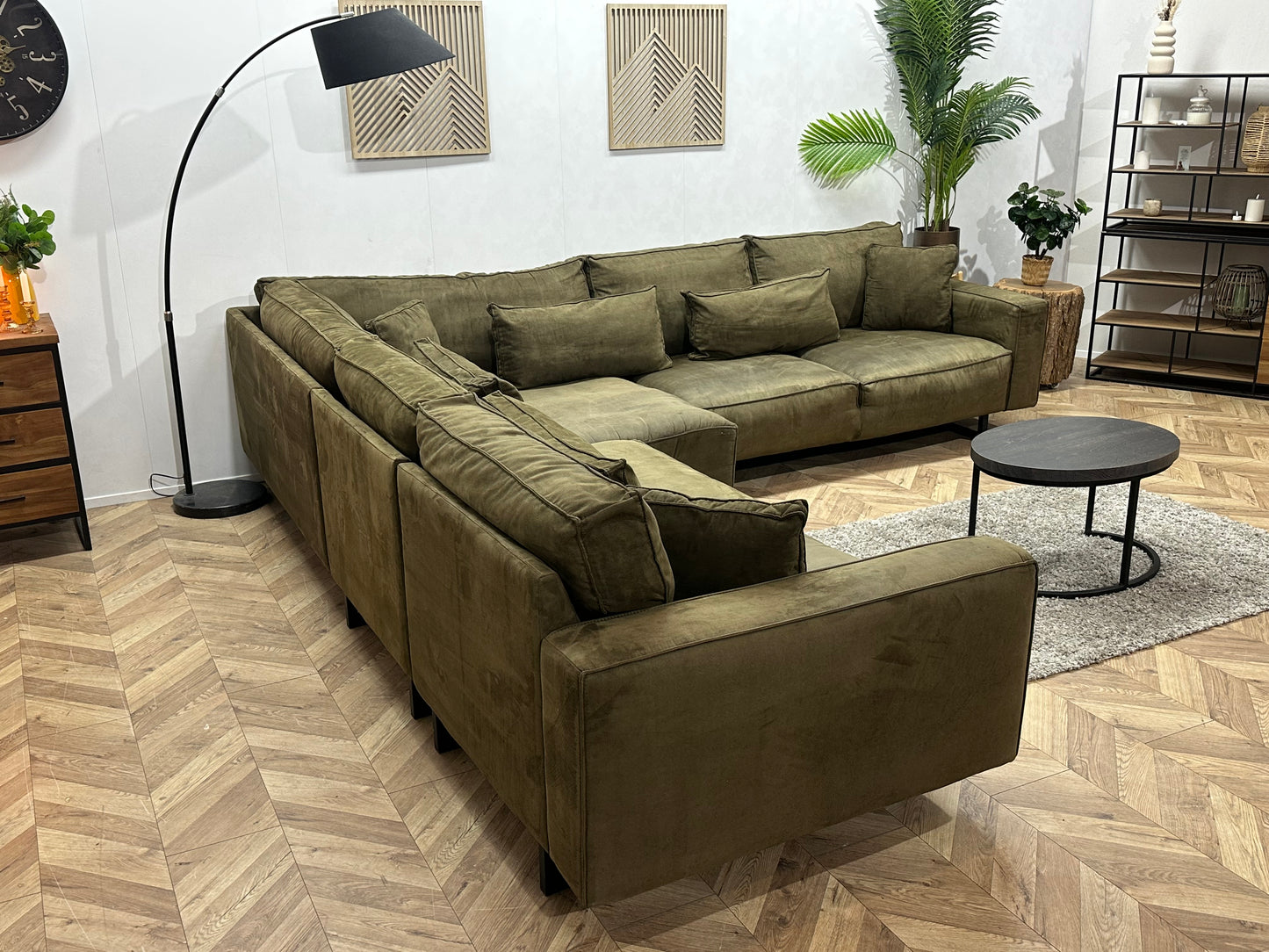 Leger Groene Ruime Design Hoekbank ~ Losse Kussens Met Afneembare Hoezen