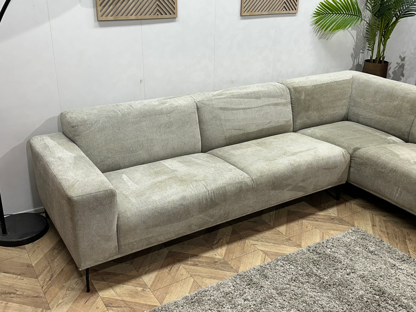 Dyyk Licht Grijze Suède Stoffen Hoekbank