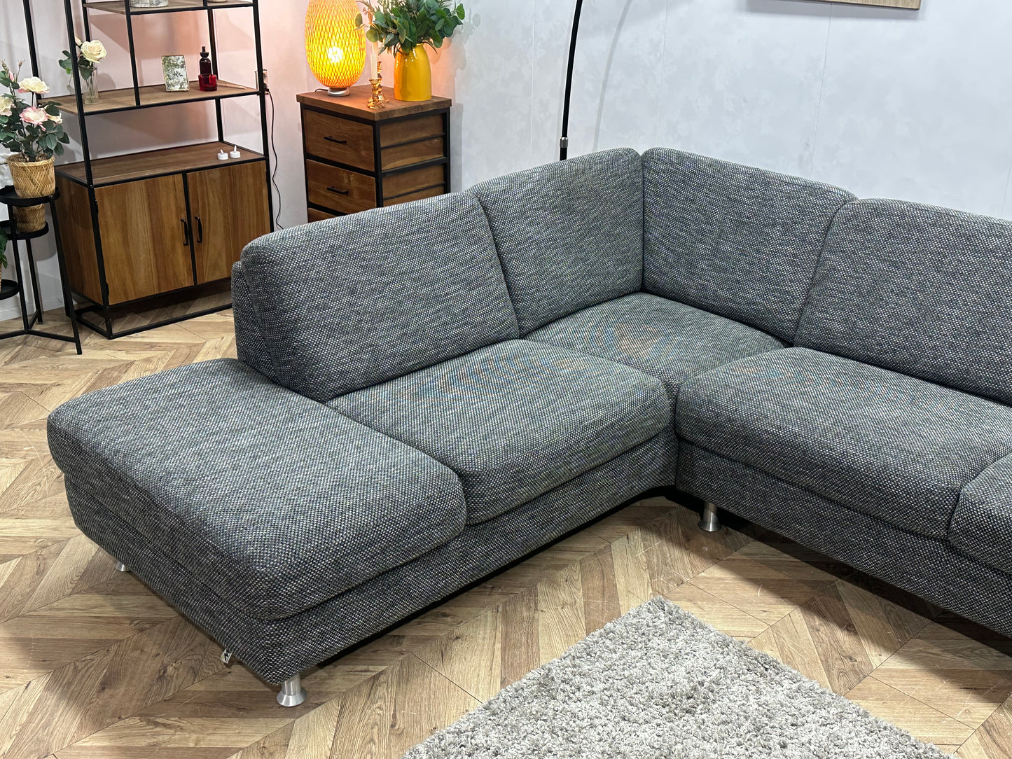 Montèl Antraciet Hoekbank ~ Vaste Kussens