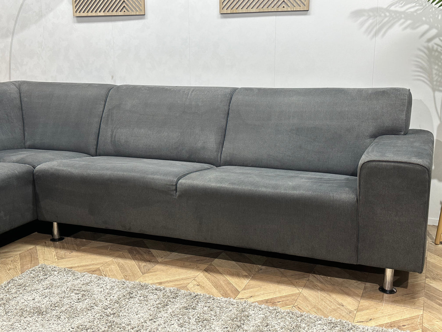 Antraciet Suède Stoffen Hoekbank ~ Vaste Kussens