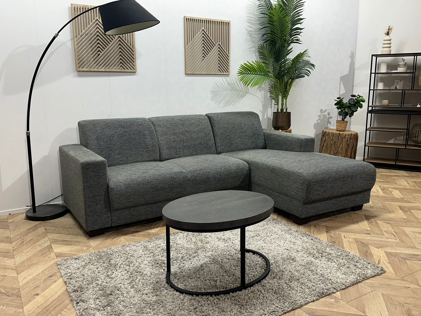 Grijze Hoekbank ~ Vaste Kussens