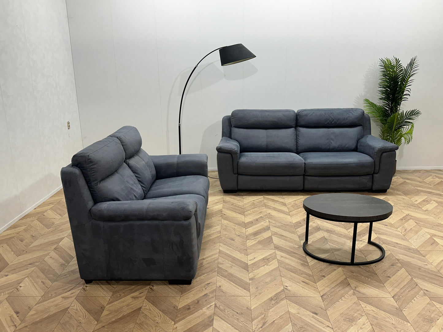 Blauwe Suède Stoffen Banken Set ~ Relaxfunctie